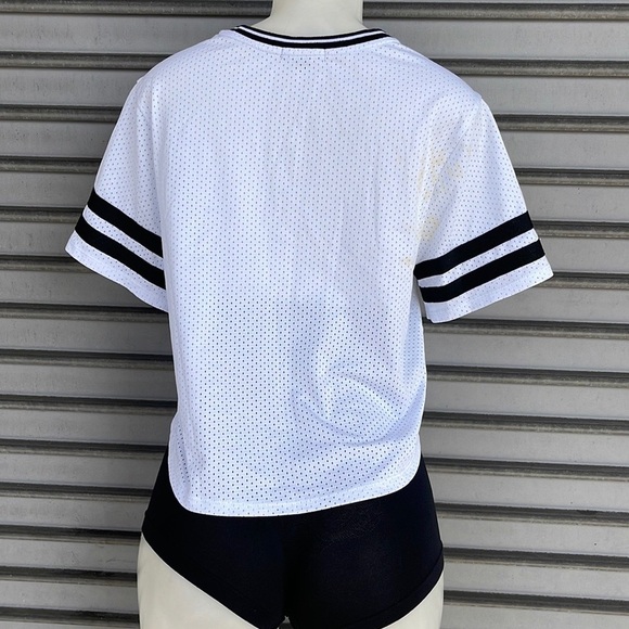 Material Girl Active White Black Crop Top Size L - Picture 6 of 7